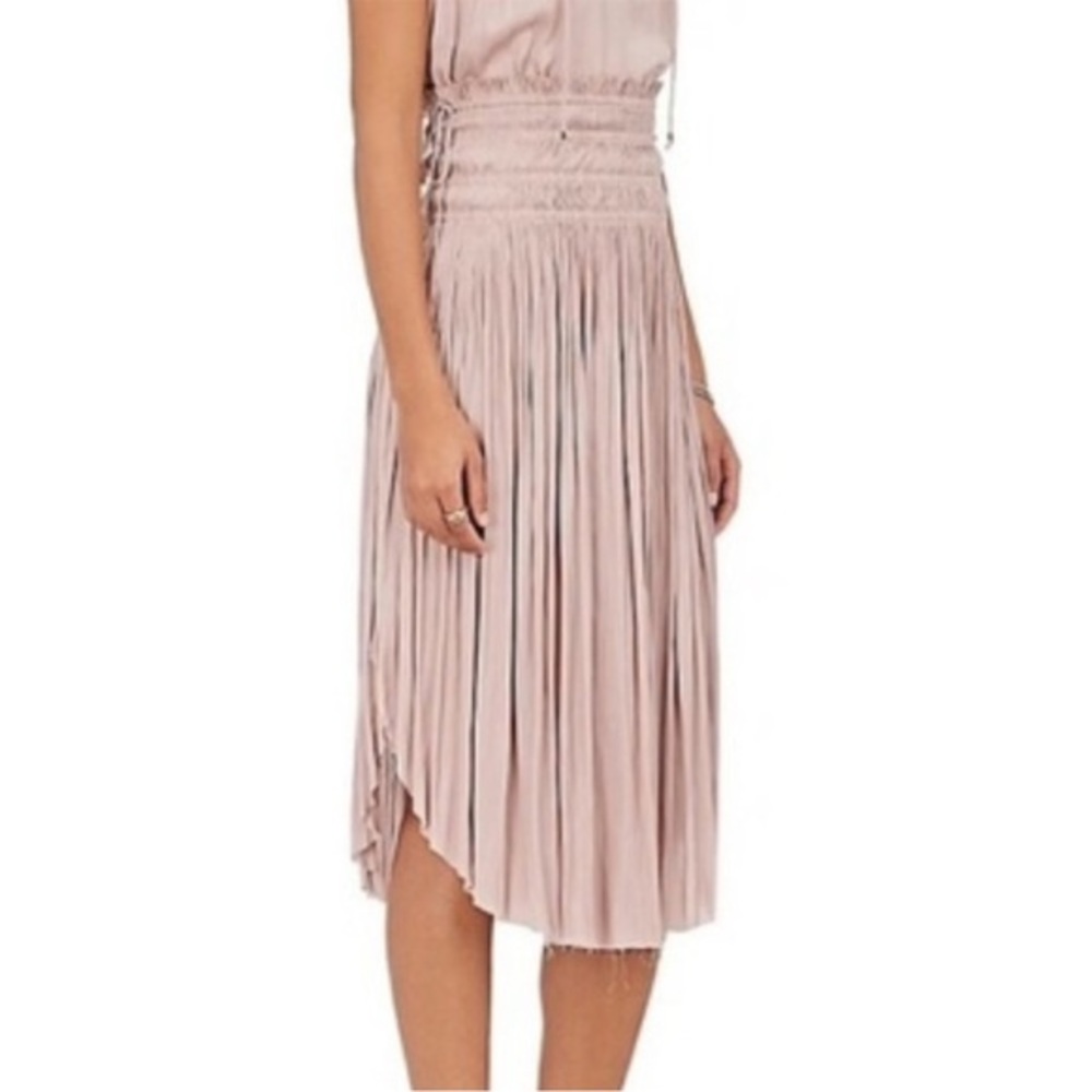 ULLA JOHNSON Akani Tech Satin Midi Skirt Pink 4